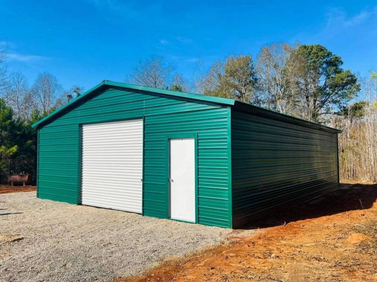 9015 - Ivy Green Garage with Roll Up Door - Custom Structures Direct
