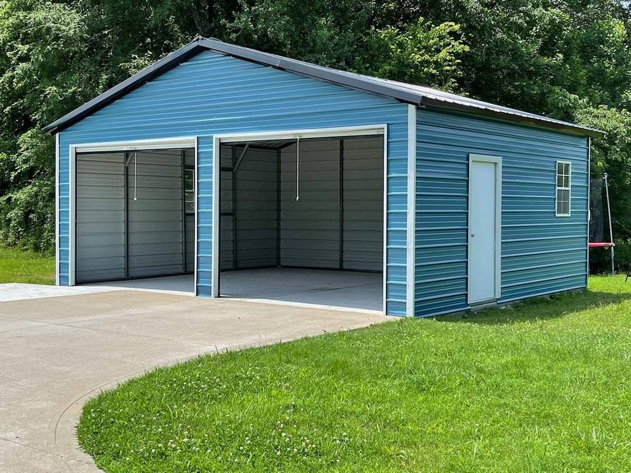 9016 - Hawaiian Blue Double Garage - Custom Structures Direct
