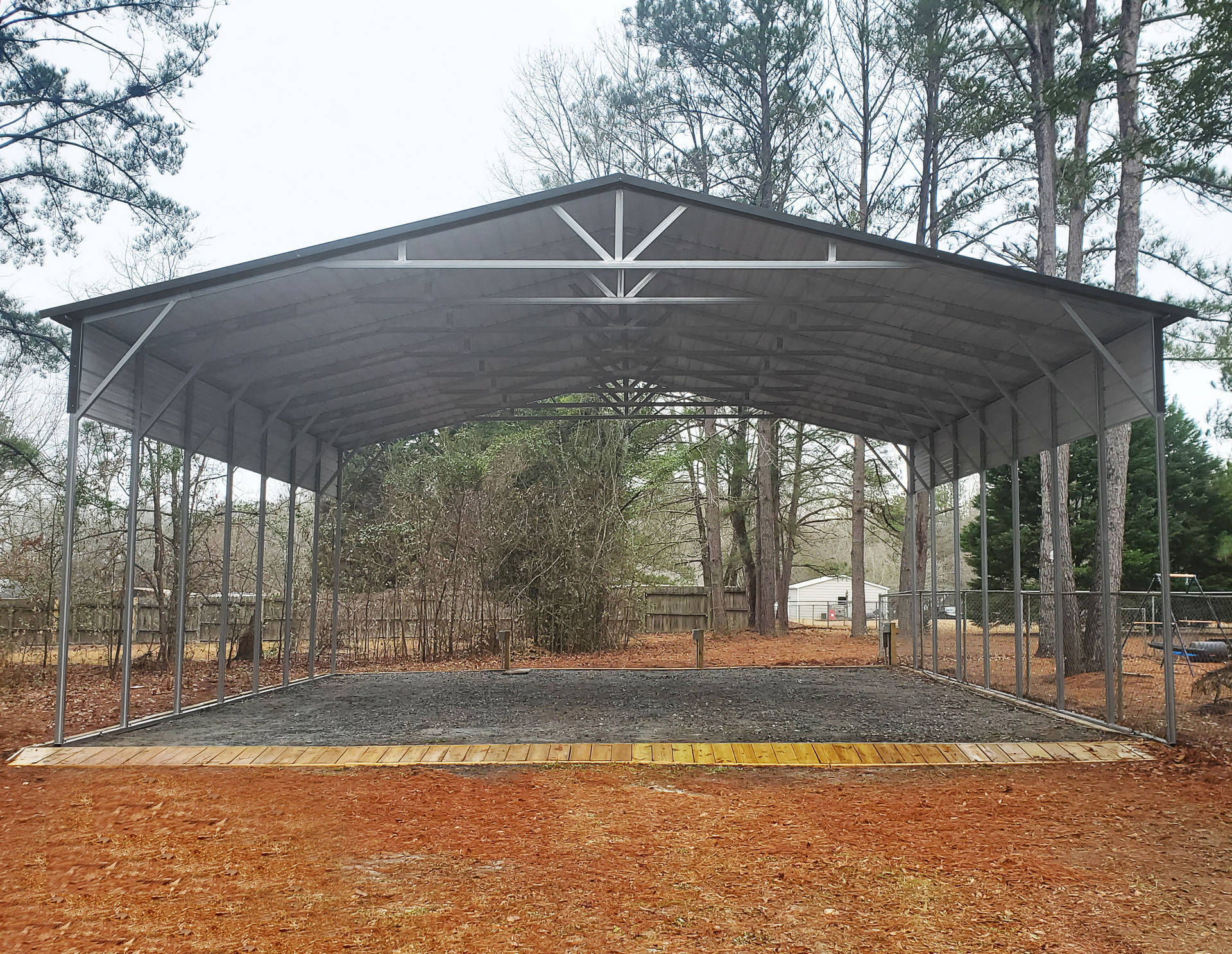 9017 - Extra Large Carport with 3' Sides - Custom Structures Direct