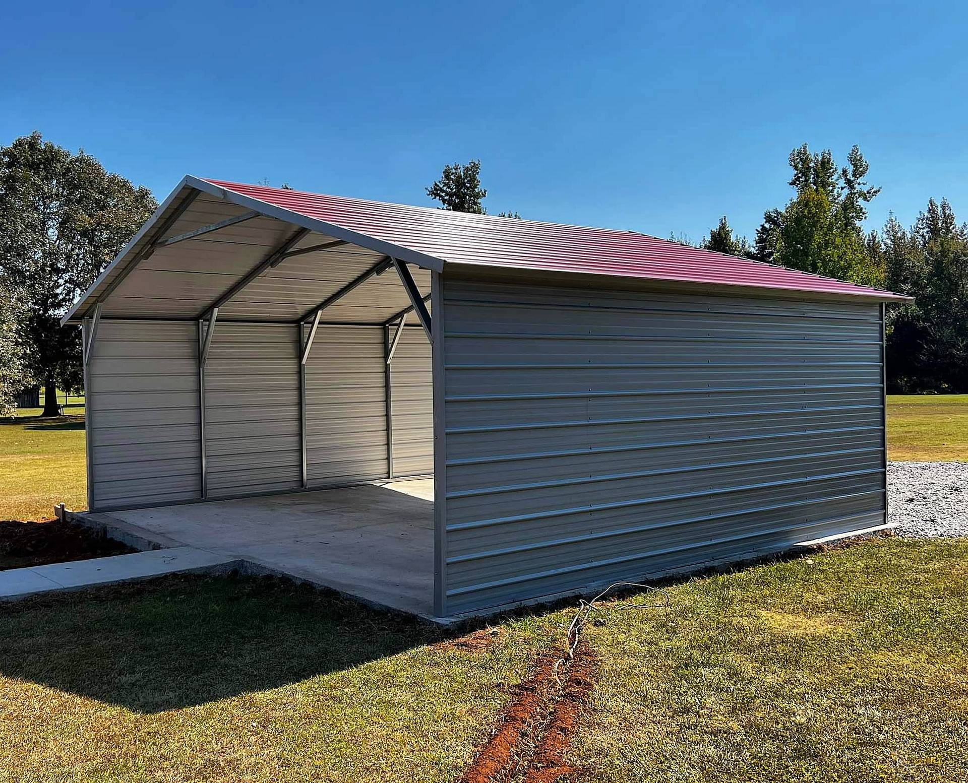 9042 - Red Roof A-Frame Carport - Custom Structures Direct