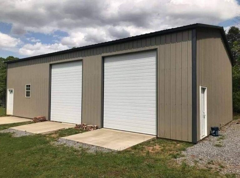 9057 - Vertical Siding Garage with Chain Hoist Doors - Custom Structures Direct