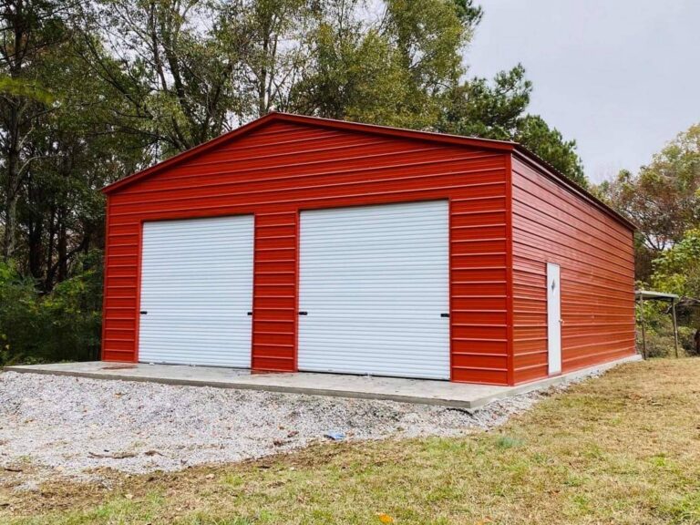 9064 - Classic Red Garage - Custom Structures Direct