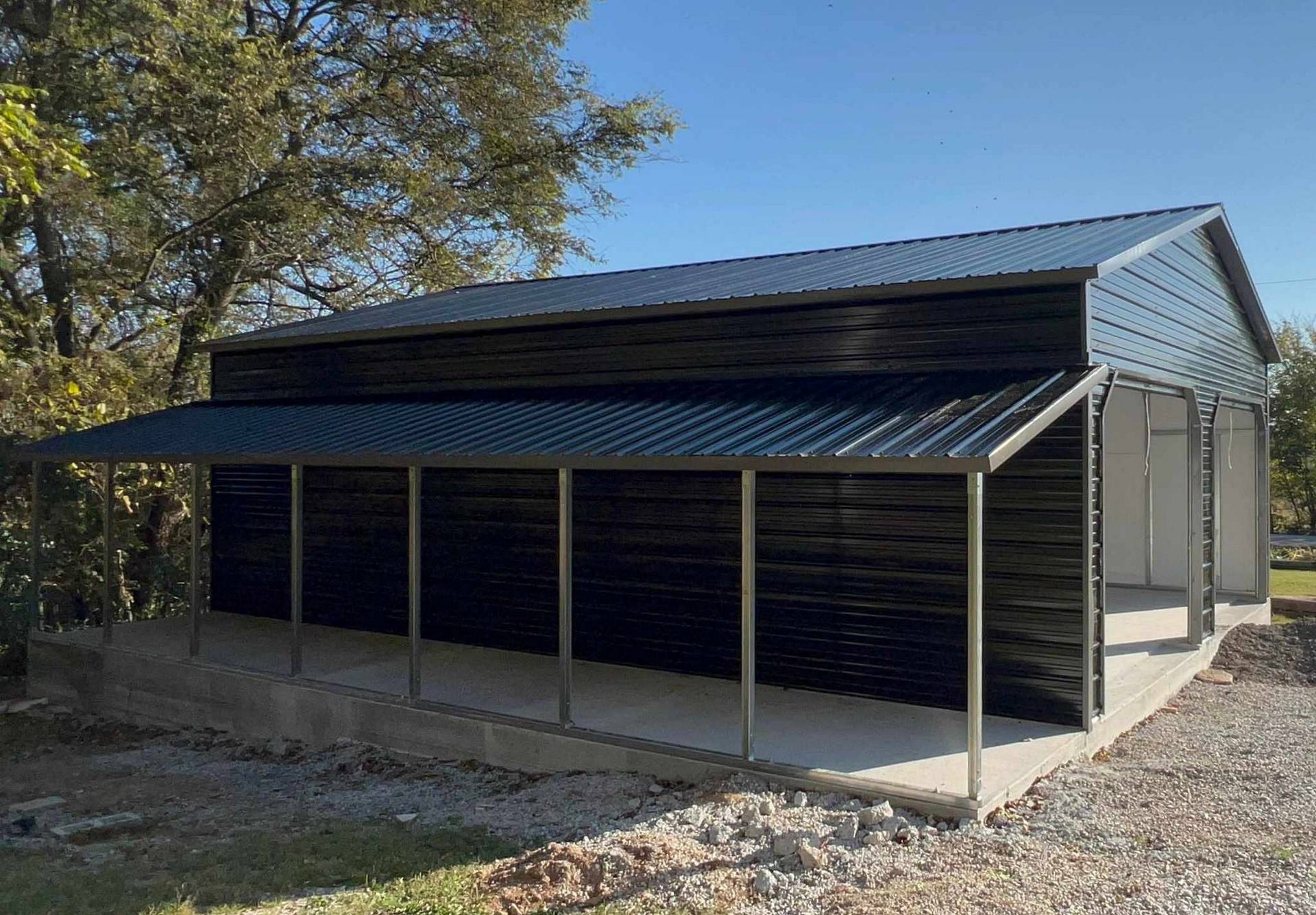 Boxed Eave Garage with Lean-To | Betts Metal Buildings